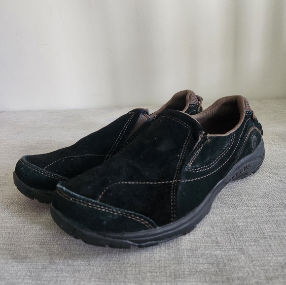 Merrell Kamori Moc Footwear Black Suede Loafers Sz 7.5 - Picture 1 of 8
